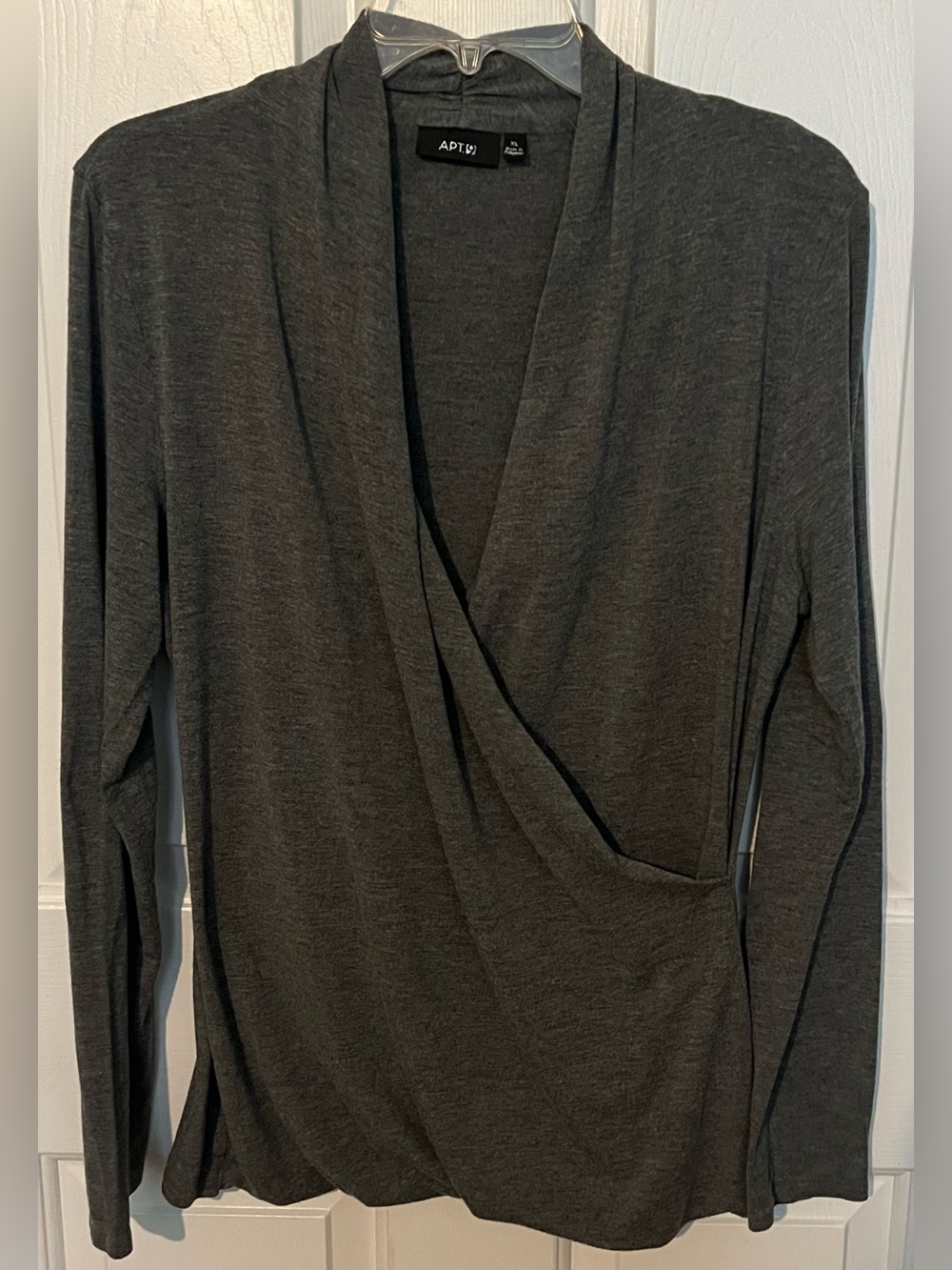 Apt. 9 Dark Charcoal Gray Long Sleeve Wrap Top - Size XL